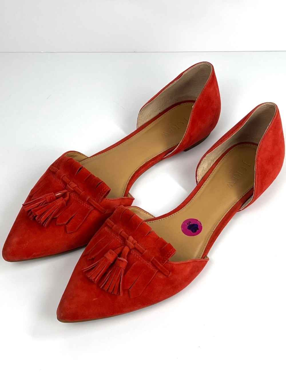 J. Crew Factory Soft Suede Kiltie Toe D’Orsay Flats size 9.5 Red Chic